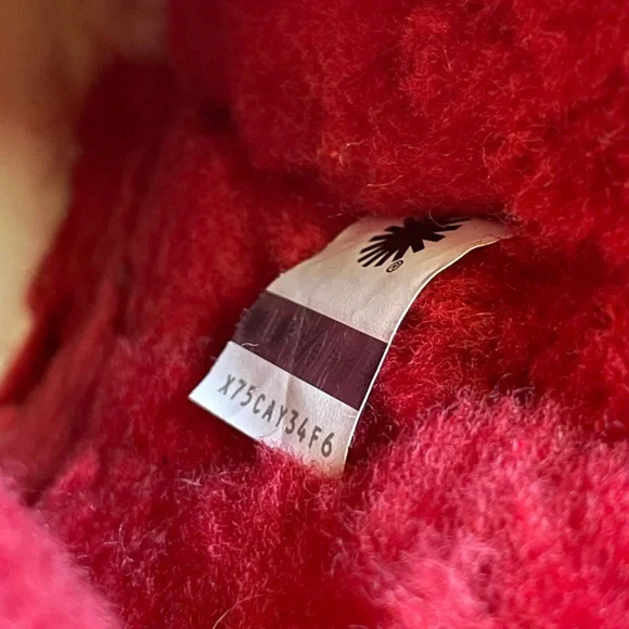 UGG Bailey Bow Diagonal Stripes Poppy Red Boots - Picture 7 of 8